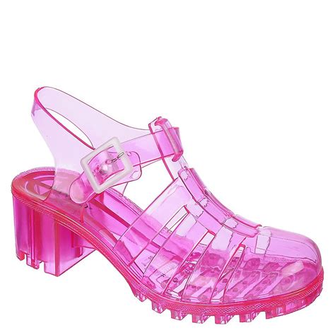 Wanted Shoes Inc Womens Gumball Low Heel Jelly Sandal Gumball Fuchsia