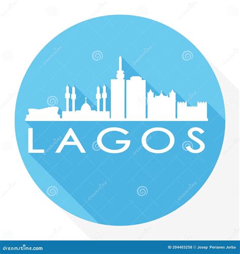 Lagos, Nigeria Flat Icon. Skyline Silhouette Design. City Vector Art