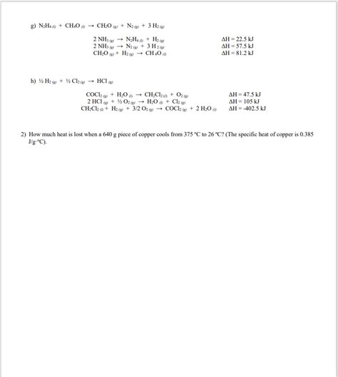 Solved G N2h4lch4ol→ch2ogn2g3h2g