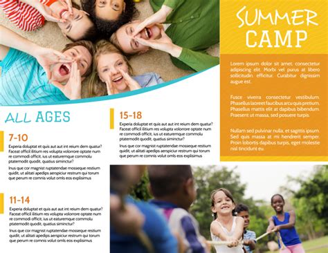 Fun Summer Camp Tri Fold Brochure Template Mycreativeshop