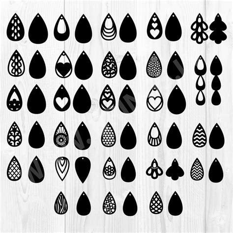 Teardrop Earrings SVG PNG DXF EPS Earring Template Cut Files