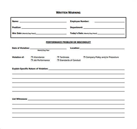 Free Final Written Warning Template Free Printable Templates