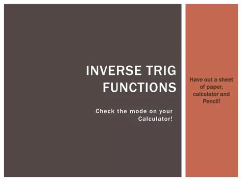 PPT - Inverse Trig Functions PowerPoint Presentation, free download - ID:2761633