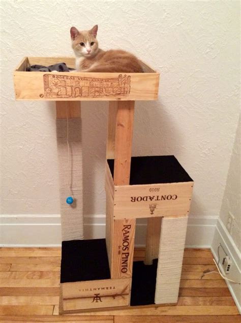 15 Ways To Diy With Wine Crates Diy Cat Tree Cat Diy Cat Furniture