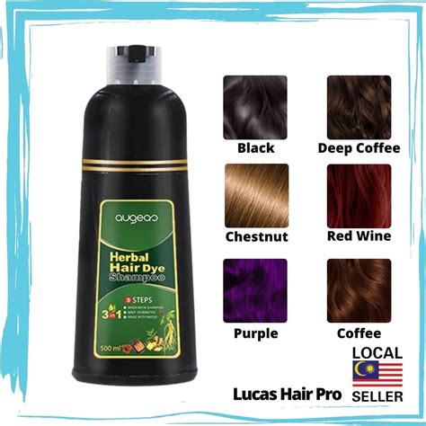 Augeas Herbal 3IN1 Hair Dye Shampoo 500ml Ready Stock 100 Original