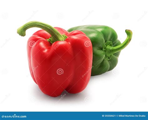 Red And Green Bell Pepper Isolated On White Background Stock Image