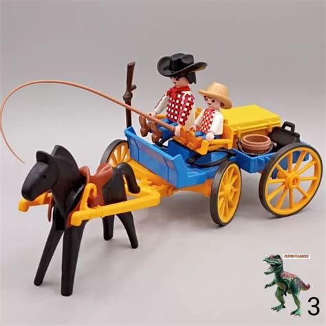 PLAYMOBIL CHARRETTE WESTERN VOYAGEURS lointain ouest calèche chevaux