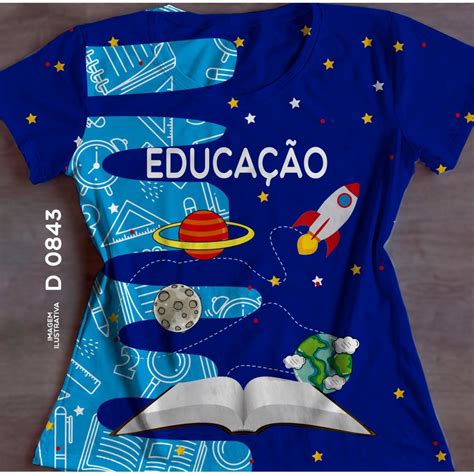 Tshirt Blusa Feminina Educação Foguete Azul Camiseta Camisa Baby Look