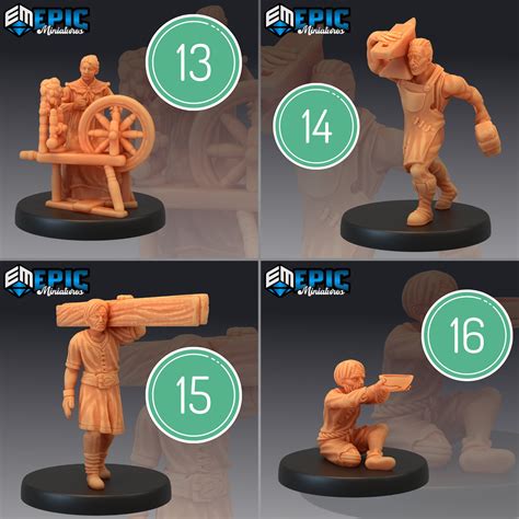 Farm Villagers Dnd Miniatures Epic Miniatures 28mm 32mm Etsy