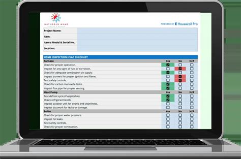 Home Inspection Hvac Checklist Template Free Download Housecall Pro