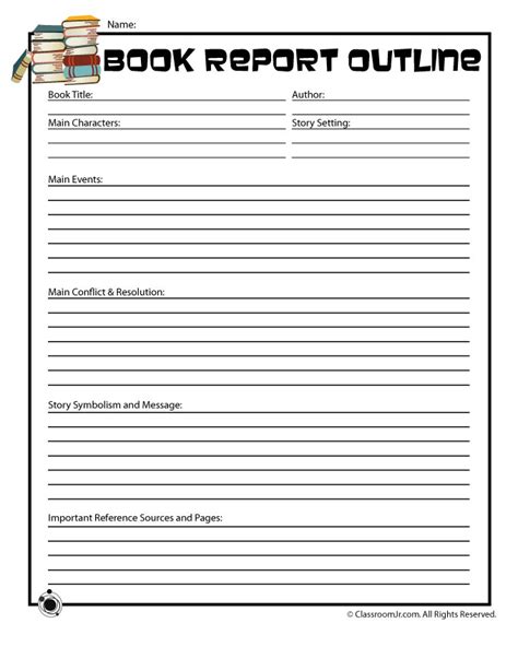 Book Report Outline Form for Older Readers | Woo! Jr. Kids Activities : Children's Publishing