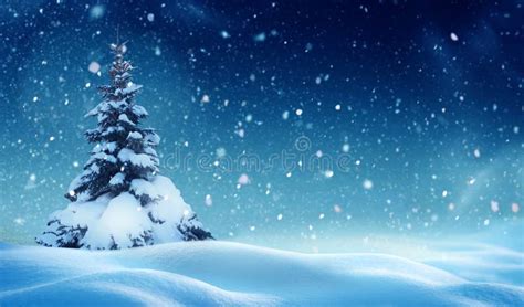 Christmas Background with Snow.Winter Night Landscape Stock Image ...