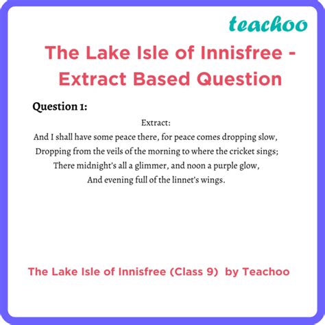 Extract Based Question The Lake Isle Of Innisfree Class Beehive