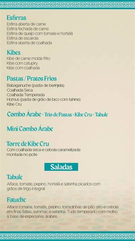 Menu em Mamed Culinária Libanesa restaurante Araçatuba