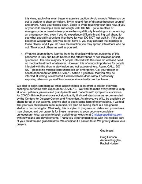 COVID 19 Response Letter Christ Care