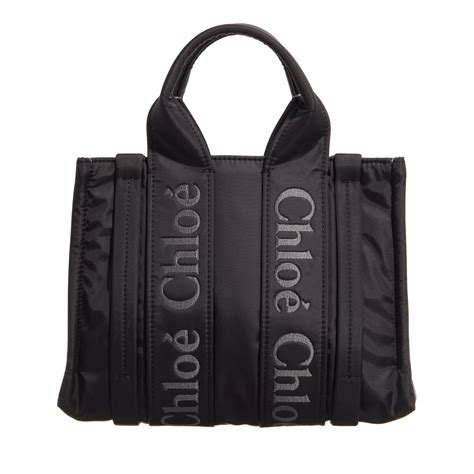 Chloé Woody Tote Bag Black Rymlig shoppingväska