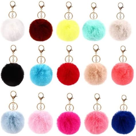 Pompon Porte Cl Cm Porte Clef Femme Pompon Fourrure Sac Main En