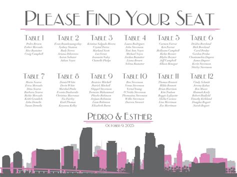 Miami Florida Printable Seating Chart for Weddings or Events, Sent ...