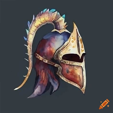 Fantasy Dragon Knight Helmet Illustration On Craiyon