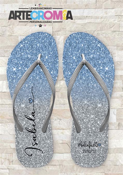 Chinelo Personalizado De Anos Efeito Glitter Elo