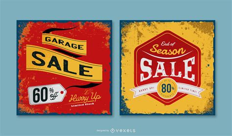 Garage Sale Vintage Banner Pack Vector Download