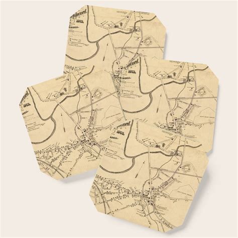 Vintage Battle of Concord Map (1875) Coaster by BravuraMedia | Society6