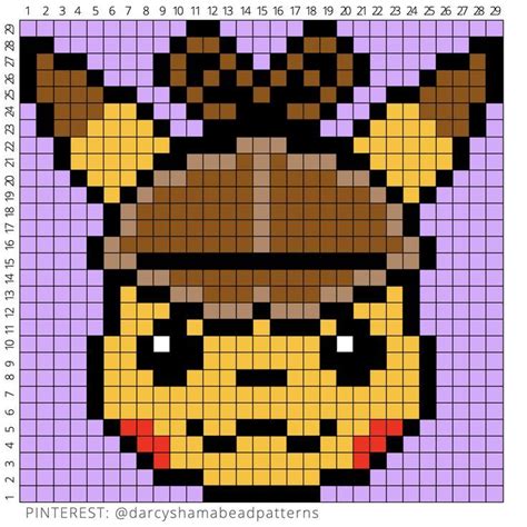 Detective Pikachu Pattern 29x29 Pixel Art Grid Pixel Art Pokemon