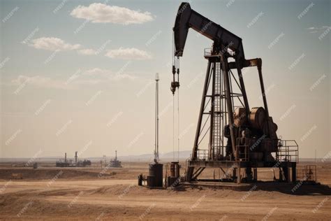 premium photo  large oil rig    desert     rigs