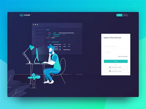 coder login page  zazuly aziz  brightscout  dribbble