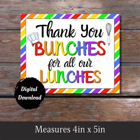 Thank You Bunches For All Our Lunches Lunch Lady Lunch Etsy