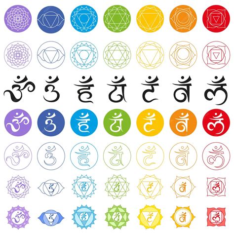 Premium Vector Icons Of Symbols And Mantra Of Seven Chakras