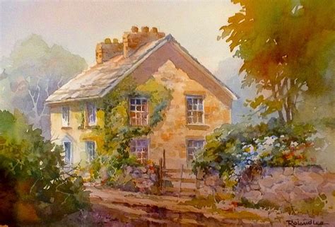 Roland Lee Travel Sketchbook Painting Stone Buildings And Fences In