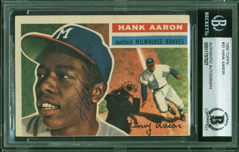 Lot Detail Hank Aaron Signed Topps Baseball Card Beckett