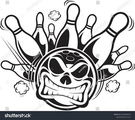 Human Skull Bowling Ball Striking Bowling Stock Vector (Royalty Free ...