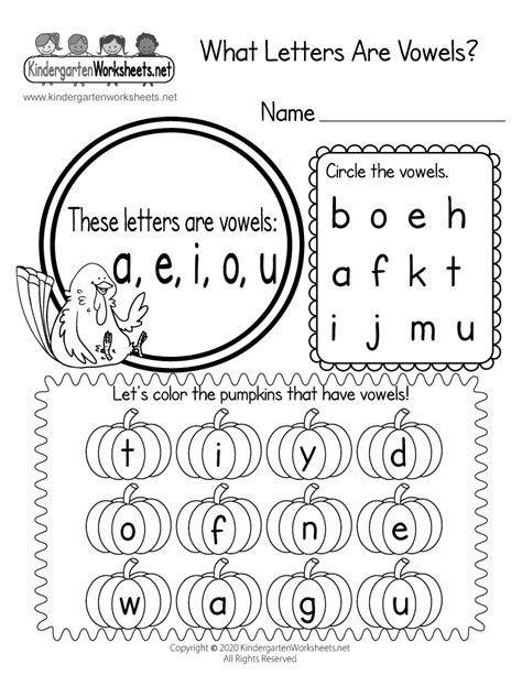 Worksheets For Vowels For Kindergarten Kindergarten Worksheets