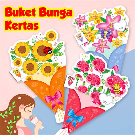 Jual Ed97 Membuat Buket Bunga Kertas 3d Ibu Diy Buket Bunga Guru Flower Bouquet Teacher