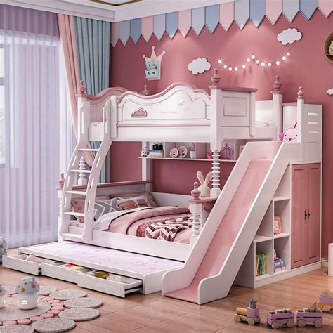 Luxury Children Loft Bed Boys Modern Wooden Combined Bunk Bed For Girls Kids Room Furniture ...