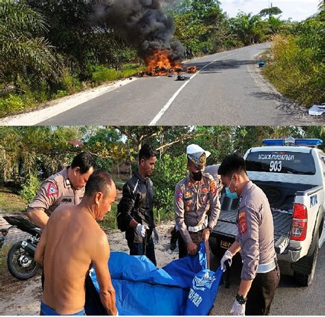 Dua Motor Tabrakan Di Katingan Satu Korban Tewas Terbakar