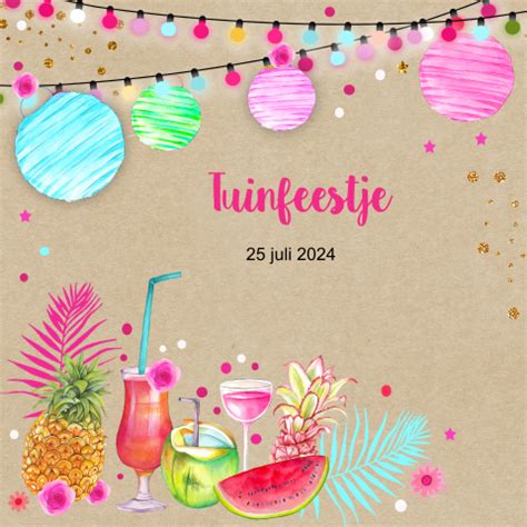 Uitnodiging Tropical Party Met Cocktails