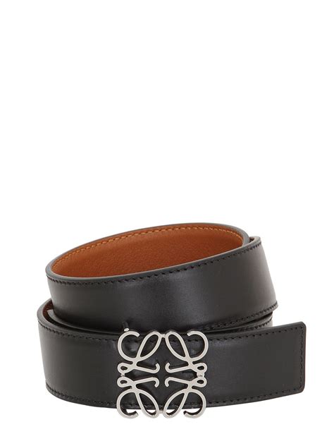 Lyst Loewe Mm Logo Buckle Leather Belt In Black For Men