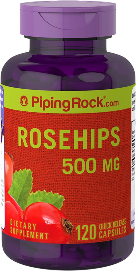 Rose Hips 500 Mg Rose Hip 120 Capsules Pipingrock Health Products