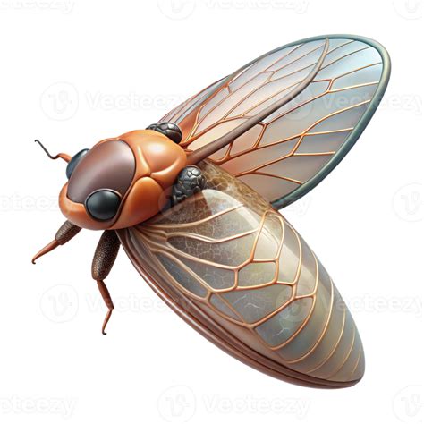 Armored Cicada with Veined Glass Wings 60351199 PNG