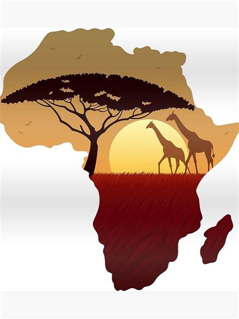 Póster Paisaje del mapa de África de Malchev Africa mapa Pinturas