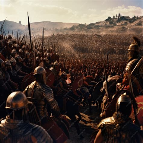 Legionaries Clashing On War Dust Rising Armor Empire Generative AI