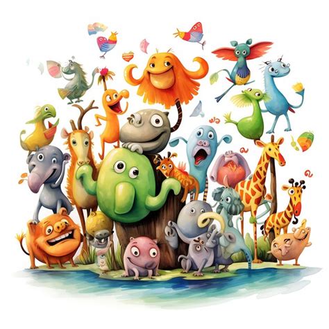 Premium Photo | Illustration of animals childrens art