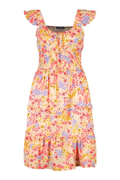 Dresses Ditsy Floral Tiered Midi Dress Boohoo