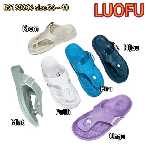 Jual E6195SC6 LUOFU ORIGINAL Jelly Sandal Karet Empuk Murah Wanita