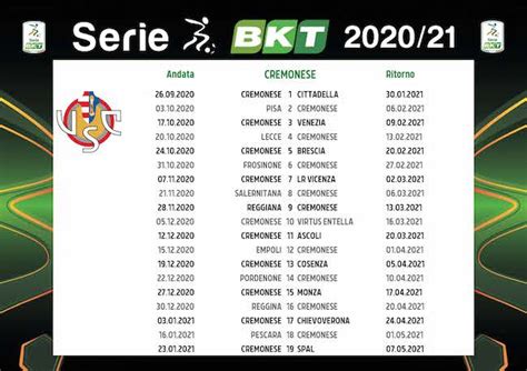 Calendario Cremonese 2020 2021 Tutte Le Partite Calciomagazine