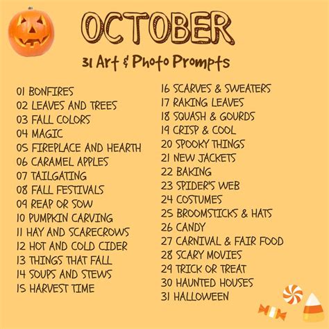 31 Art and Photo Creative Prompts for October | Photo prompts, Art prompts, Prompts