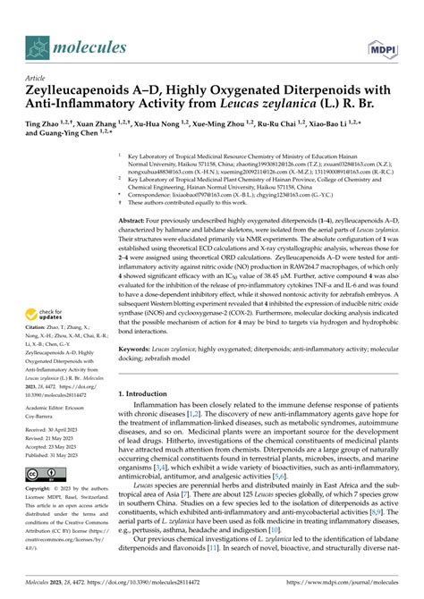 Pdf Zeylleucapenoids Ad Highly Oxygenated Diterpenoids With Anti